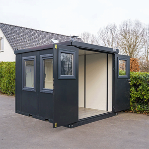Conteneur bureau anthracite 3x2m avec double fenêtre