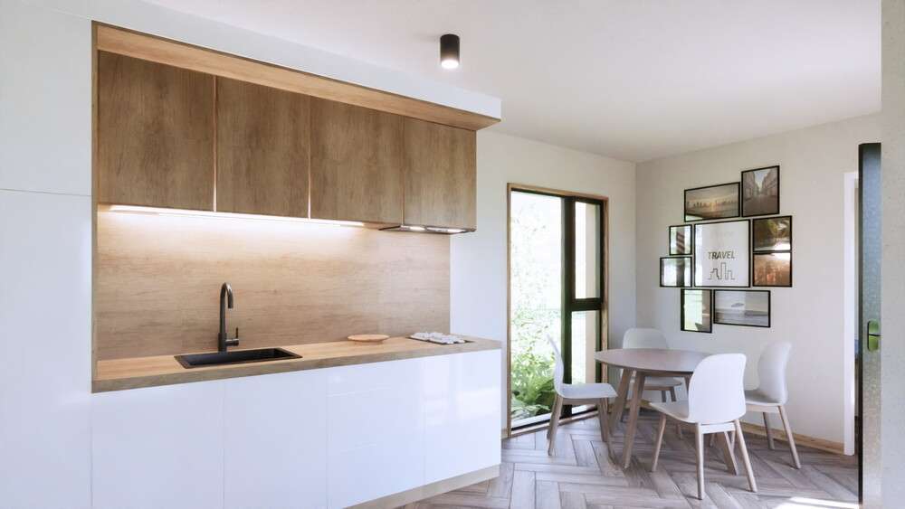 Maison modulaire T2 de 54 m² avec 2 chambres et 1 salle de bain..