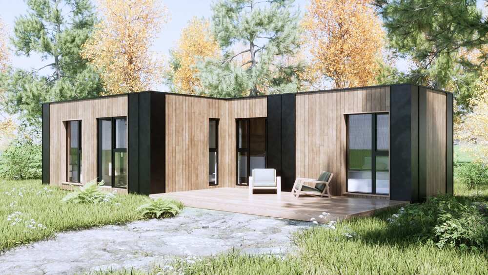 Maison modulaire T2 de 54 m² avec 2 chambres et 1 salle de bain