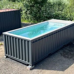 Piscine conteneur de 6 mètres avec jets de nage – gris anthracite